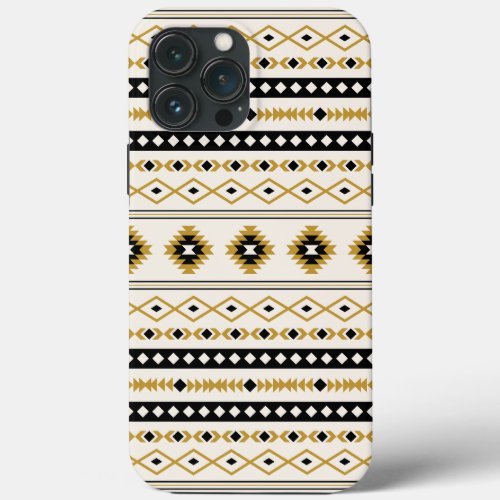 Aztec Gold Black Cream Mixed Motifs Pattern iPhone 13 Pro Max Case