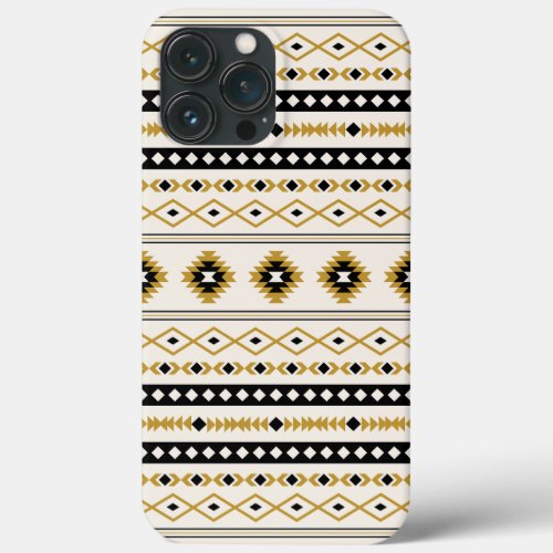 Aztec Gold Black Cream Mixed Motifs Pattern iPhone 13 Pro Max Case