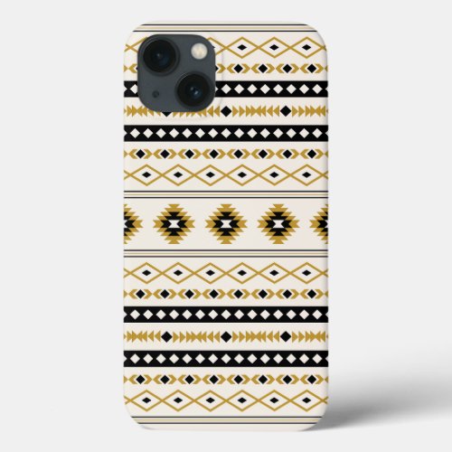 Aztec Gold Black Cream Mixed Motifs Pattern iPhone 13 Case