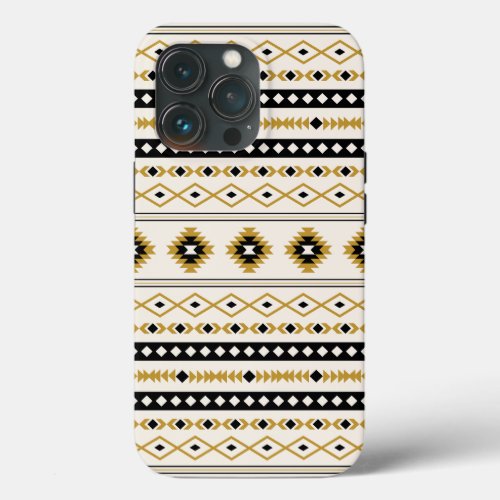 Aztec Gold Black Cream Mixed Motifs Pattern iPhone 13 Pro Case