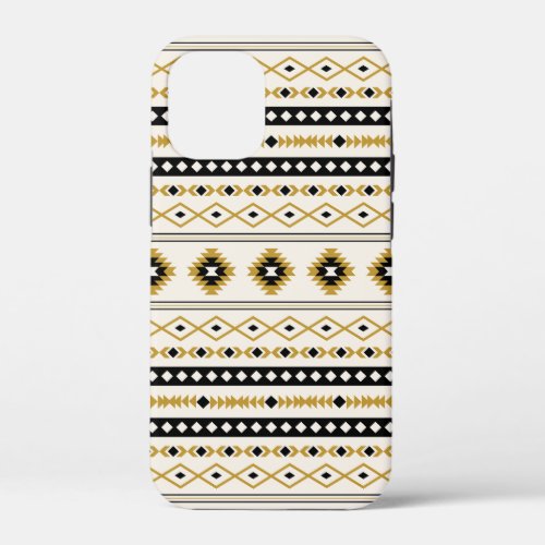 Aztec Gold Black Cream Mixed Motifs Pattern iPhone 12 Mini Case