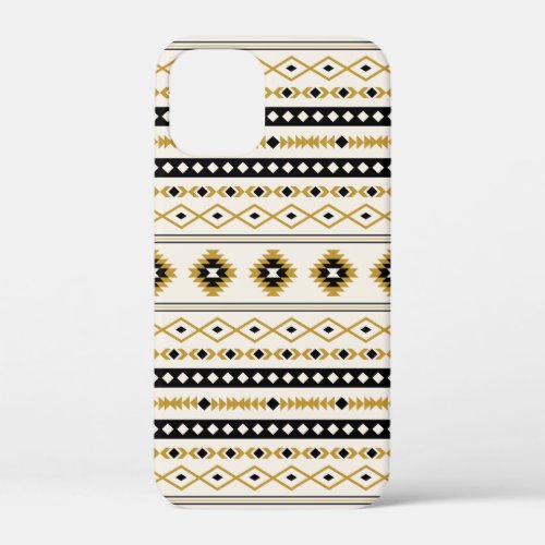 Aztec Gold Black Cream Mixed Motifs Pattern iPhone 12 Mini Case