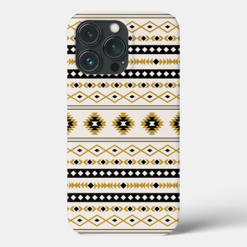 Aztec Gold Black Cream Mixed Motifs Pattern iPhone 13 Pro Case