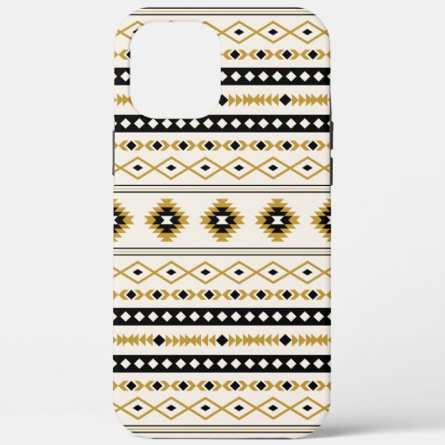 Aztec Gold Black Cream Mixed Motifs Pattern iPhone 12 Pro Max Case