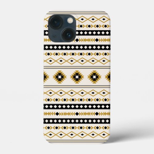 Aztec Gold Black Cream Mixed Motifs Pattern iPhone 13 Mini Case