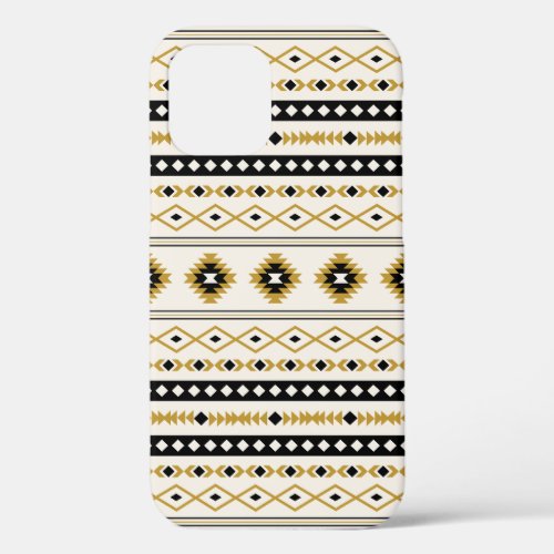 Aztec Gold Black Cream Mixed Motifs Pattern iPhone 12 Pro Case
