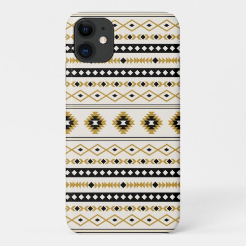 Aztec Gold Black Cream Mixed Motifs Pattern iPhone 11 Case
