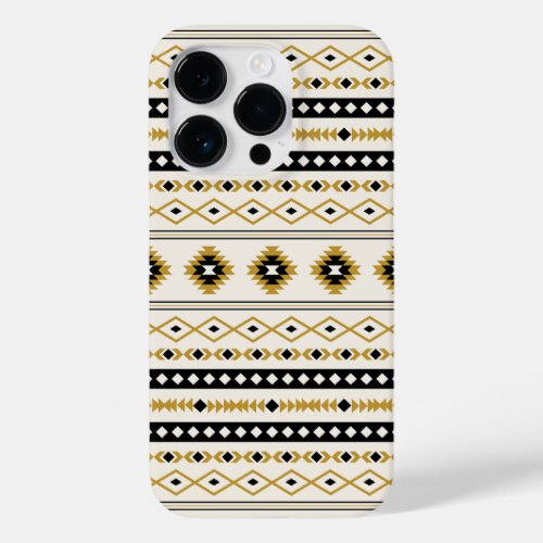 Aztec Gold Black Cream Mixed Motifs Pattern Case_Mate iPhone 14 Pro Case