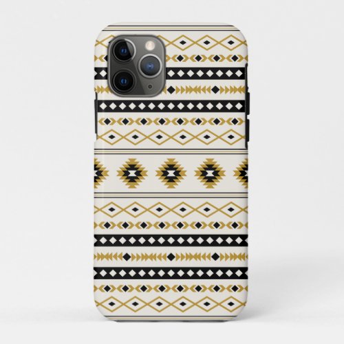 Aztec Gold Black Cream Mixed Motifs Pattern iPhone 11 Pro Case