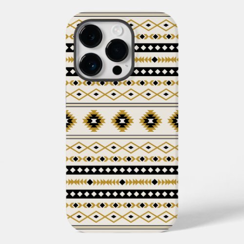 Aztec Gold Black Cream Mixed Motifs Pattern Case_Mate iPhone 14 Pro Case