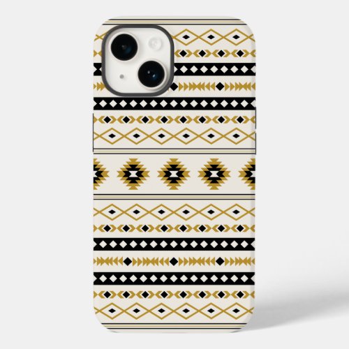 Aztec Gold Black Cream Mixed Motifs Pattern Case_Mate iPhone 14 Case