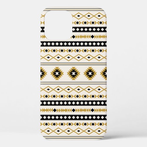 Aztec Gold Black Cream Mixed Motifs Pattern iPhone 12 Pro Case