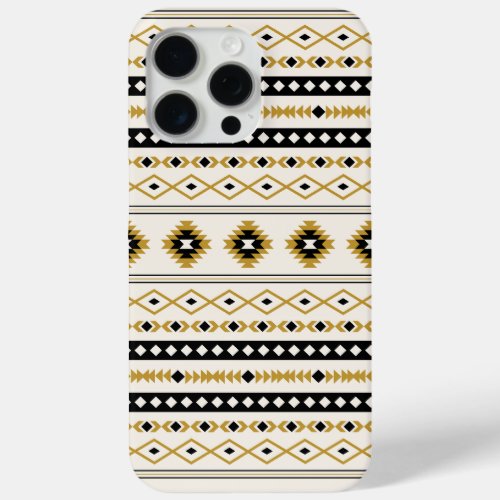 Aztec Gold Black Cream Mixed Motifs Pattern iPhone 15 Pro Max Case