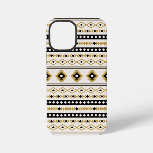 Aztec Gold Black Cream Mixed Motifs Pattern iPhone 12 Mini Case