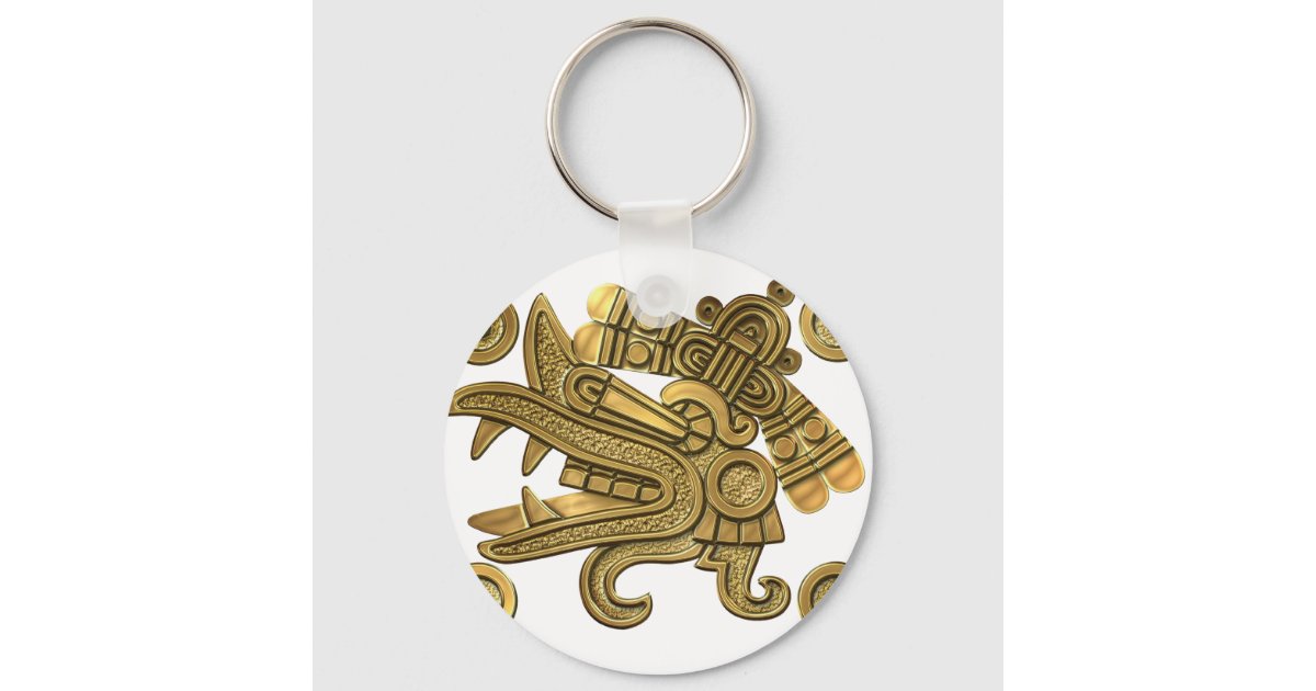 Gold plated keychain Aztec Calendar Keychain