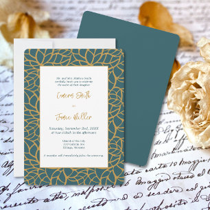 Aztec Gold Foliage Outline Wedding Invitation
