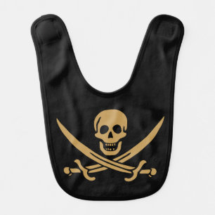 Aztec Gold Skull & Cutlass Pirate Calico Jack Baby Bib
