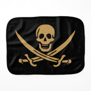 Aztec Gold Skull & Cutlass Pirate Calico Jack Baby Burp Cloth