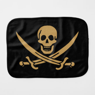 Aztec Gold Skull & Cutlass Pirate Calico Jack Baby Burp Cloth