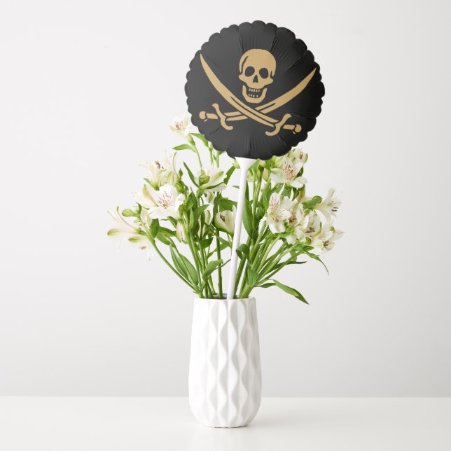 Aztec Gold Skull & Cutlass Pirate Calico Jack Balloon (Vase)