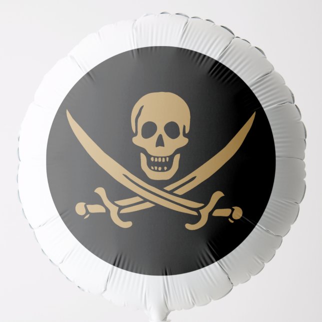 Aztec Gold Skull & Cutlass Pirate Calico Jack Balloon (Front)
