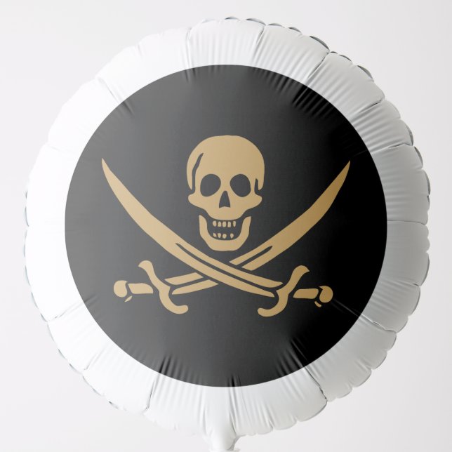 Aztec Gold Skull & Cutlass Pirate Calico Jack Balloon (Front)