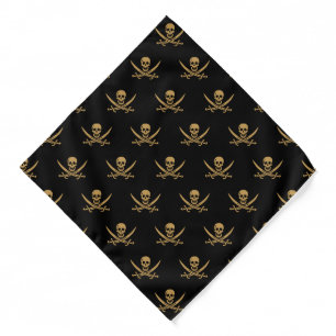 Aztec Gold Skull & Cutlass Pirate Calico Jack Bandana