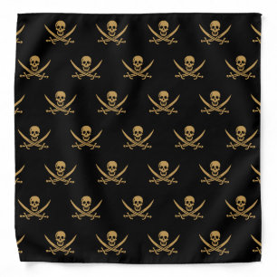 Aztec Gold Skull & Cutlass Pirate Calico Jack Bandana