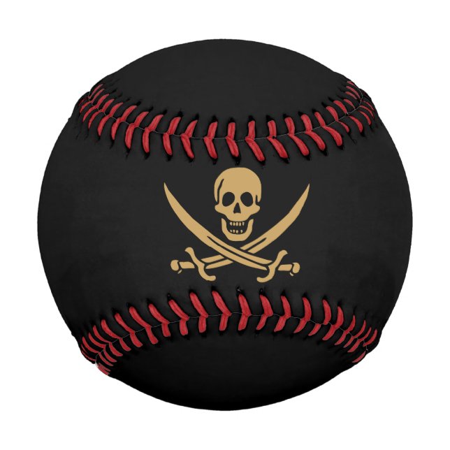 Aztec Gold Skull & Cutlass Pirate Calico Jack Baseball (Front)