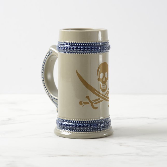Aztec Gold Skull & Cutlass Pirate Calico Jack Beer Stein (Front Left)