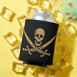 Aztec Gold Skull & Cutlass Pirate Calico Jack Can Cooler