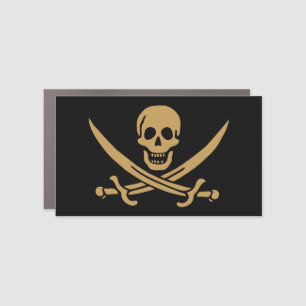 Aztec Gold Skull & Cutlass Pirate Calico Jack Car Magnet