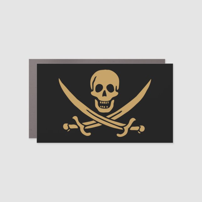 Aztec Gold Skull & Cutlass Pirate Calico Jack Car Magnet (Front)