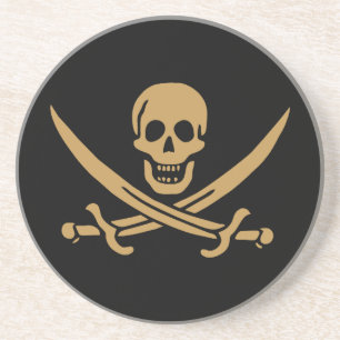Aztec Gold Skull & Cutlass Pirate Calico Jack Coaster