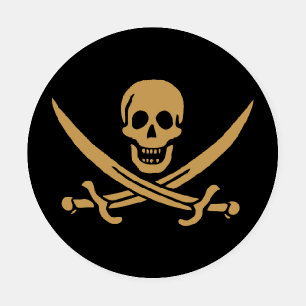 Aztec Gold Skull & Cutlass Pirate Calico Jack Coaster Set