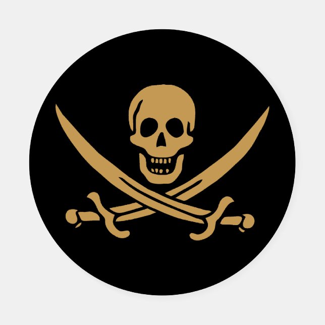 Aztec Gold Skull & Cutlass Pirate Calico Jack Coaster Set (Single)