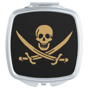 Aztec Gold Skull & Cutlass Pirate Calico Jack Compact Mirror