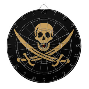 Aztec Gold Skull & Cutlass Pirate Calico Jack Dart Board
