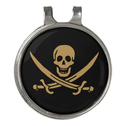 Aztec Gold Skull  Cutlass Pirate Calico Jack Golf Hat Clip