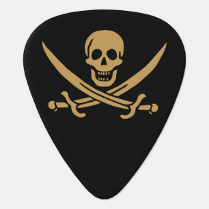 Aztec Gold Skull & Cutlass Pirate Calico Jack Guitar Pick