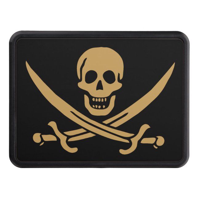 Aztec Gold Skull & Cutlass Pirate Calico Jack Hitch Cover (Front)