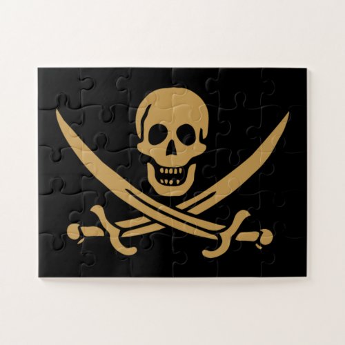 Aztec Gold Skull  Cutlass Pirate Calico Jack Jigsaw Puzzle