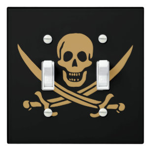 Aztec Gold Skull & Cutlass Pirate Calico Jack Light Switch Cover