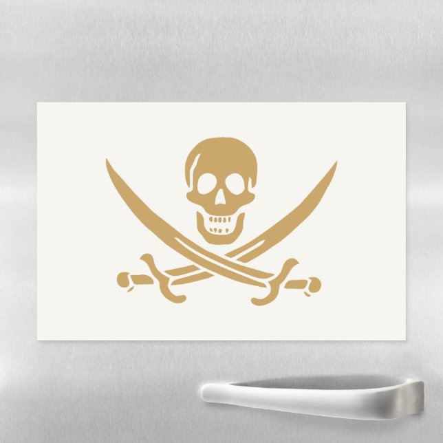 Aztec Gold Skull & Cutlass Pirate Calico Jack Magnetic Dry Erase Sheet (In Situ)