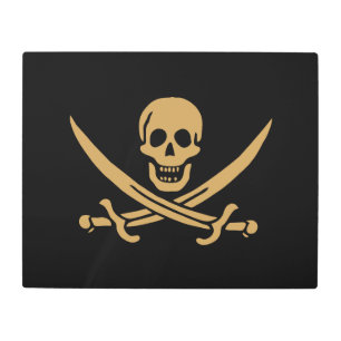 Aztec Gold Skull & Cutlass Pirate Calico Jack Metal Print