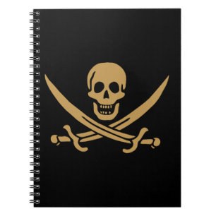 Aztec Gold Skull & Cutlass Pirate Calico Jack Notebook