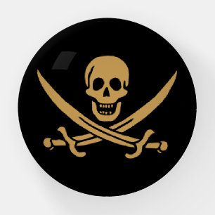 Aztec Gold Skull & Cutlass Pirate Calico Jack Paperweight