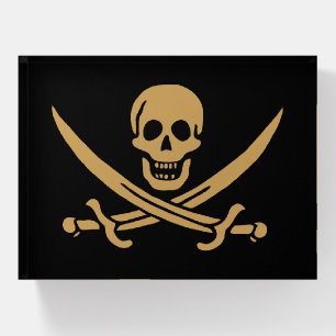 Aztec Gold Skull & Cutlass Pirate Calico Jack Paperweight