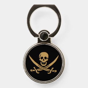 Aztec Gold Skull & Cutlass Pirate Calico Jack Phone Ring Stand