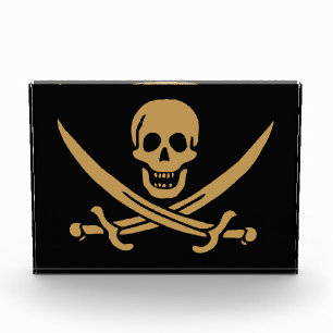 Aztec Gold Skull & Cutlass Pirate Calico Jack Photo Block